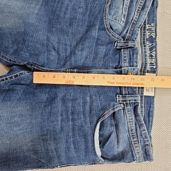 TK Axel Jeans Men's 36W 32L Slim Boot Cut Dark Wash Denim Pants Flap Pockets Y2K - Picture 8 of 13